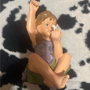 Hand-Painted Girl Figurine in Peach and Purple